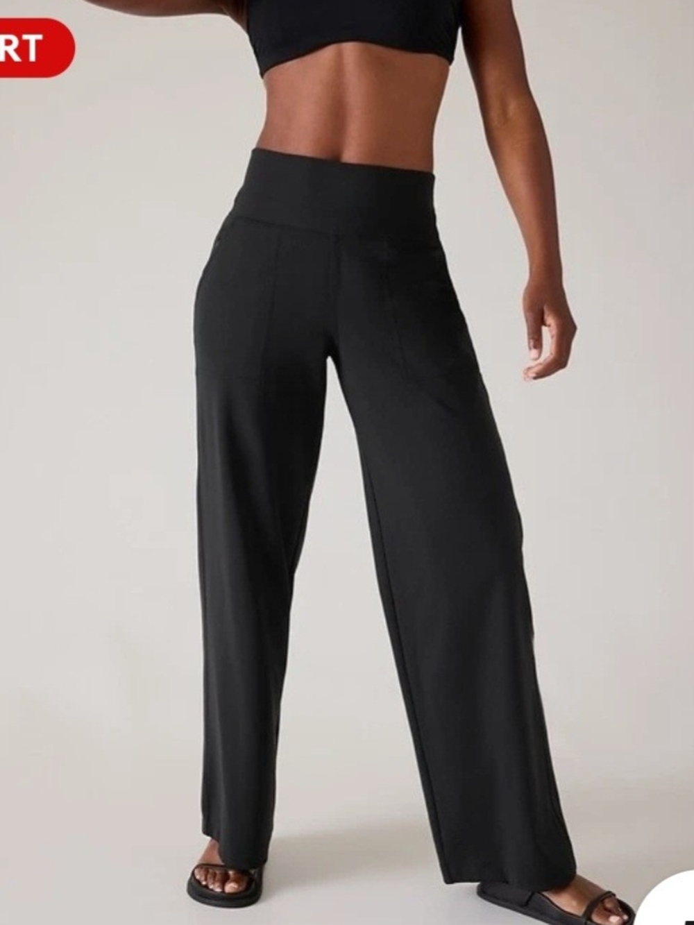 O Athleta Black Venise Wide-Leg High-Waist Lounge Pants Medium